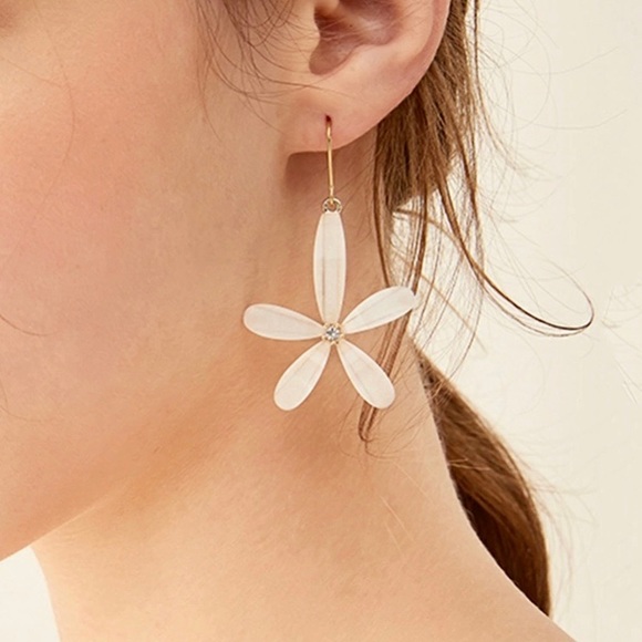 Flower Rhinestone Drop Earrings - Picture 1 of 6